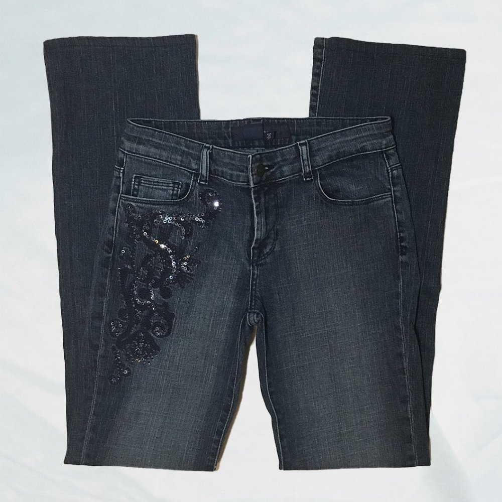 Zara Woman Embellished Beaded Bootcut Jeans